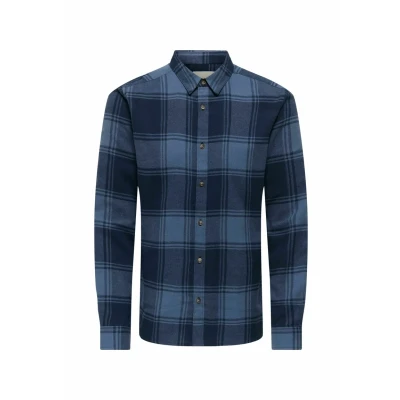 Afbeelding van Only &amp; Sons Overhemd Onsgudmund Ls Checked Shirt Noos 22007112 Navy Blazer/vintage Indigo Mannen Maat S