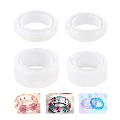 Afbeelding van WANDIC Hars mallen, 4 stuks armband siliconen mal sieraden gieten mallen ronde voor doe het zelf ambachten maken