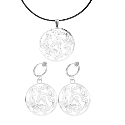 Afbeelding van 2 Delige set Filigraan vlinder ketting met clip oorbellen Charme Bijoux