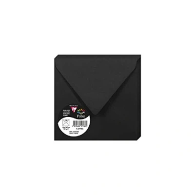 Afbeelding van Clairefontaine 5798C verpakking met 20 enveloppen pollen, vierkant 14 x cm, 120 g, zwart, ideaal voor je uitnodigingen en correspondentie, 1