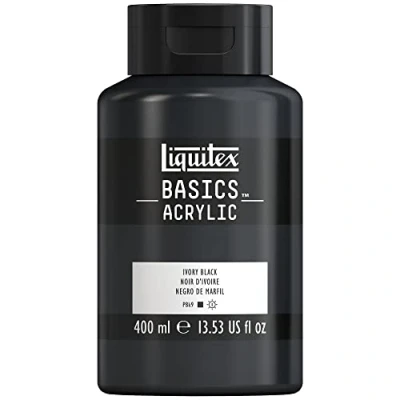 Afbeelding van Liquitex Basics 8870336 Monopigmenteerde acrylverf, kunstenaarspigmenten, lichtecht, gemiddelde viscositeit, archiefkwaliteit, zijdeglanzende afwerking, 400ml Ivory Black