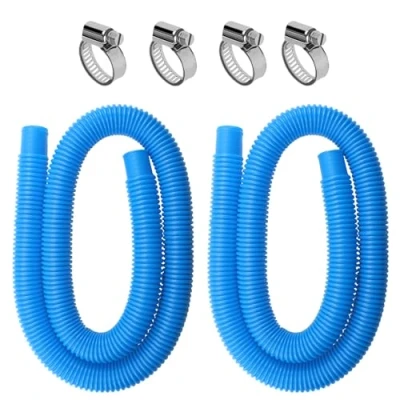 Afbeelding van 2 stuks Zwembadslang 32 mm,Zwembadslang 1,5 m voor Bovengrondse Zwembadaccessoires Zwembadpomp Vervangingsslang,Filterslang Vervangingsslang Reserveonderdelen (Blauw)