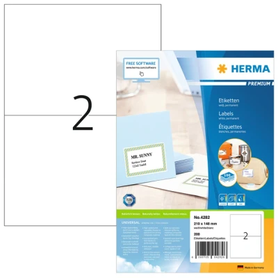 Afbeelding van Etiket HERMA 4282 210x148mm A5 premium wit 200stuks