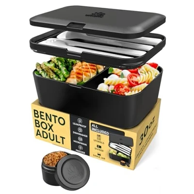 Afbeelding van Umami bento Box Volwassen lunchbox, ruimtebesparend nestbaar ontwerp met 4 gebruiksvoorwerpen, 1 sauspot, veelzijdige, lekvrije magnetronbestendig, vaatwasmachinebestendig,