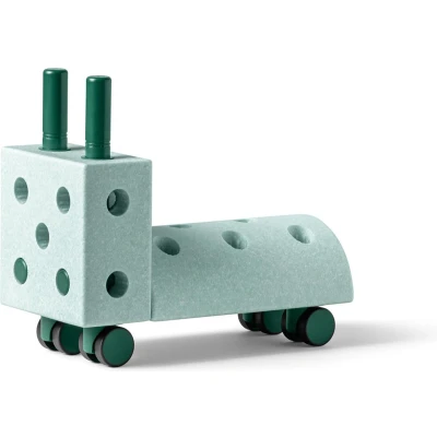Afbeelding van Modu Activity toy Tiny Ride Loopwagen baby Loopauto Looptrainer Open ended speelgoed Blokken Ocean Mint / Forest Green