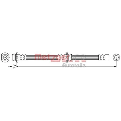 Afbeelding van METZGER 4110385 Remslang 603mm 10mm NISSAN: Almera Tino (V10) 2.0, 2.2 dCi, 1.8 2000 2006