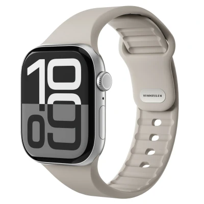 Afbeelding van Apple Watch bandje Siliconen en TPU (zacht) Beige Geschikt voor 44/45/46/49 mm Cream