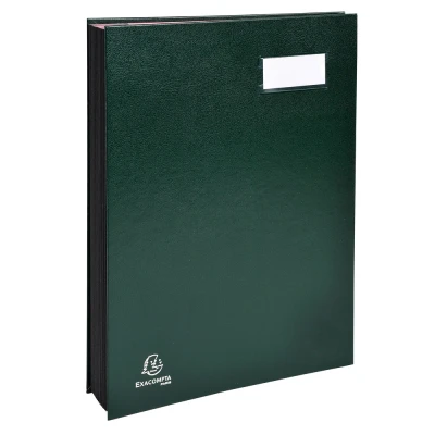 Afbeelding van Exacompta Ref. 24123E 1 Handtekenmap directie linnen rug etikethouder plastic omslag 12 vakken in roze karton met 3 perforaties afmeting 24x32 cm Kleur: groen
