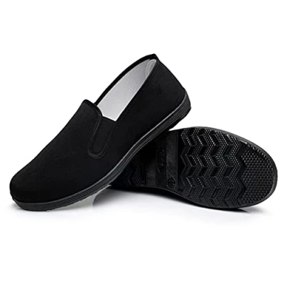 Afbeelding van Chinese stijl Pantoffels Kung Fu Vechtsporten Tai Chi schoenen Rubberen zool Unisex Zwart Maat EU 42