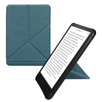 Afbeelding van kwmobile E reader hoesje geschikt voor Amazon Kindle Paperwhite (2024)/Colorsoft hoes Ereader flip case met standaard cover van kunstleer In petrol