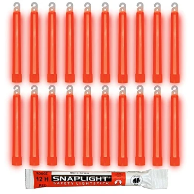 Afbeelding van Cyalume SnapLight breeklichten in rood (20 stuks) 15 cm Glow Sticks met haak aan het einde ultra heldere lichtsticks een brandduur van 12 uur