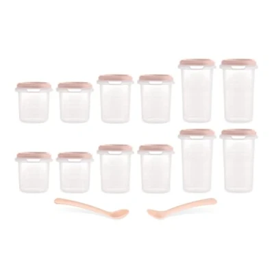 Afbeelding van Miniland Hermisized Candy Set van 12 stuks met luchtdichte metingen (200, 250 en 330 ml) 2 lepels, veilig, robuust vaatwasmachinebestendig, magnetron vriesbestendig, Dolce collectie