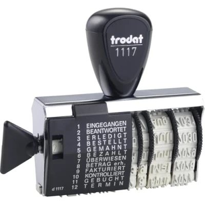 Afbeelding van Trodat Classic 1117 datumstempel met woordband, Duitse maanden, afdruk ca. 6 x 56 mm
