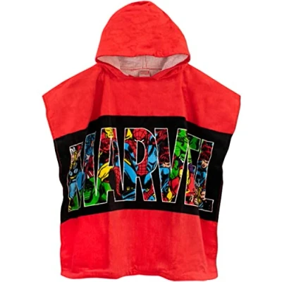 Afbeelding van Marvel Handdoek Poncho Avengers Kinder Jongens Zwemhanddoek Draagbare Badhanddoek Met Capuchon Voor Kinderen Een Maat Rood