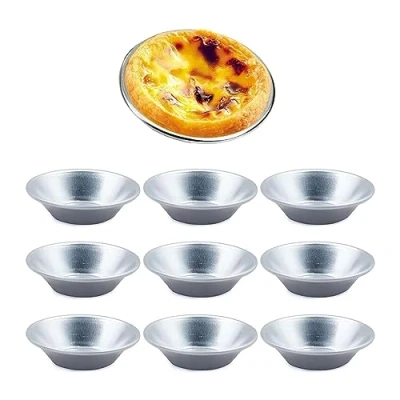 Afbeelding van mimzemamz Ei taartvorm cupcake cakevorm komvorm egg tart anti aanbaklaag aluminium cake cookie vorm pudding vormen puddingvorm bakken gereedschap, mini muffin vormpjes herbruikbare 10 stuks