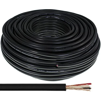 Afbeelding van Microfoonkabel RUND 50m zwart 2x0,34mm2 OFC binnengeleider
