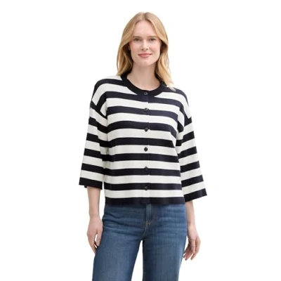 Afbeelding van TOM Tailor Striped Vest navy/offwhite, Dames, Maat: Large, Navy/offwhite