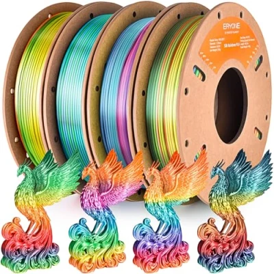 Afbeelding van ERYONE PLA regenboog zijde filament 1,75 mm voor 3D printer +/ 0,03 mm, 0,25 kg x 4 spoelen.