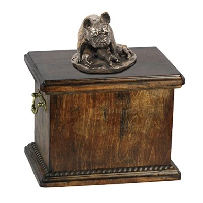 Afbeelding van Art Dog Custom Sitting Statue Memorial Urn Handgemaakt Koudgegoten Brons op Berkenbasis Stevige en Stijlvolle voor Hondenas 29x21x38cm Franse Bulldog (moeder)