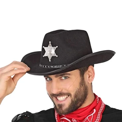 Afbeelding van Atosa Carnaval verkleed Cowboy hoed Kentucky zwart volwassenen Western Sheriff thema