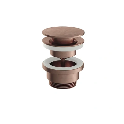 Afbeelding van HotBath Archie Always open plug met schroef rond Geborsteld Koper PVD AR708BCP