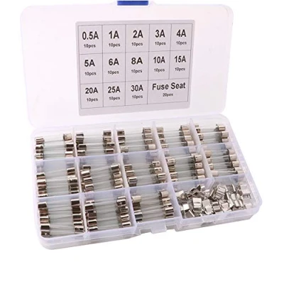 Afbeelding van FULARR 150 stuks 6 x 30 mm professionele auto snelle slag glasbuis zekering kit: 130 flinke slagbuis + 20 zekeringsstoel, met transparante kunststof doos