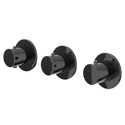 Afbeelding van IVY Bond afbouwdeel inbouwthermostaat 2 stopkranen symmetry Zwart Chroom PVD