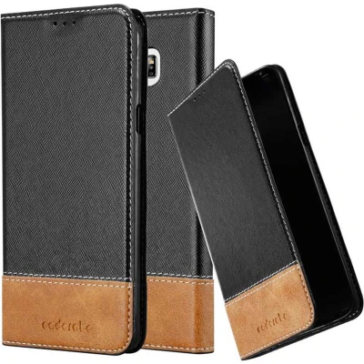 Afbeelding van Cadorabo Hoesje geschikt voor Samsung Galaxy NOTE 5 in ZWART BRUIN Beschermhoes met magnetische sluiting, standfunctie en kaartvakje Book Case Cover Etui