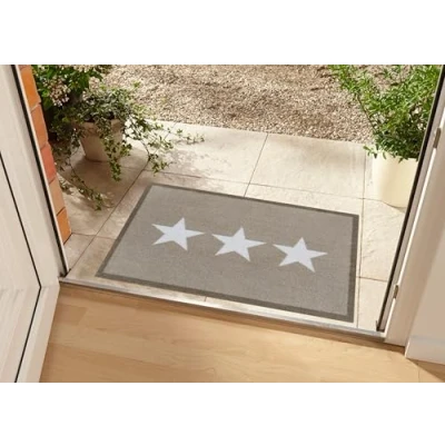 Afbeelding van Deurmat Three Stars Wasbaar 30C Taupe 50x70 Cm
