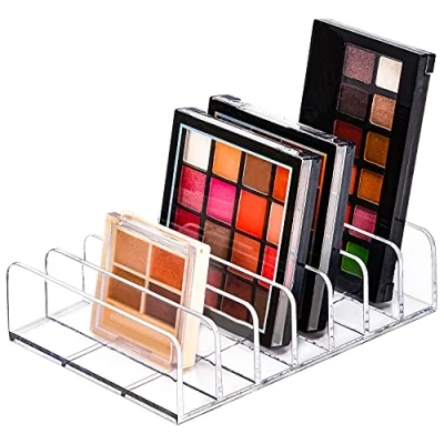 Afbeelding van JessLab Palet Organizer, 7 Sectie Verdeeld Plastic Makeup Organizer Oogschaduw Contour Blush Houder Cosmetica Opslag voor Badkamer Vanity Countertop (Transparent, L)