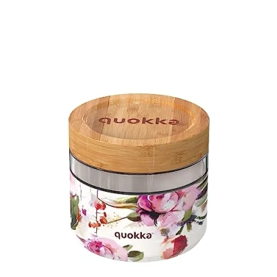 Afbeelding van Quokka Delli DARK Flowers, met siliconen hoes, 820 ml