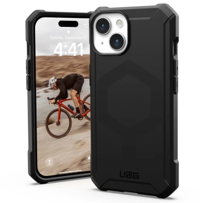 Afbeelding van Apple iPhone 15 MagSafe Hoesje Siliconen en TPU (zacht) UAG Softcase/Backcover Zwart Telefoonhoesje Shockproof/Valbescherming