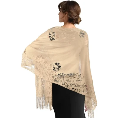 Afbeelding van sjaals dames Bruids vesten, sjaals, zijden schouder elegante avondjurk Beige