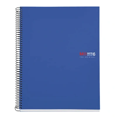 Afbeelding van Miquelrius The Original A4 notitieboek, 6 gekleurde strepen, omslag van polypropyleen, ondoorzichtig, afmetingen 210 x 297 mm, 4 gaten, 150 vellen 70 g/m², geruit, 5 blauw