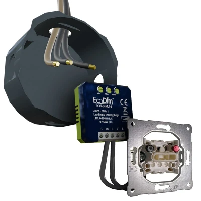 Afbeelding van PEHA led tastdimmer inbouw 0 250W, kleine inbouwdiepte, RLC, ECO DIM.14 + pulsdrukker