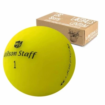 Afbeelding van lbc sports 24 Wilson Staff Dx2 / Duo Soft Optix golfballen AAAAA PremiumSelection geel matte afwerking Lakeballs gebruikte in netzak