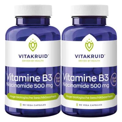 Afbeelding van Gratis Verzending: 2x Vitakruid B3 Niacinamide 500 mg 90 capsules