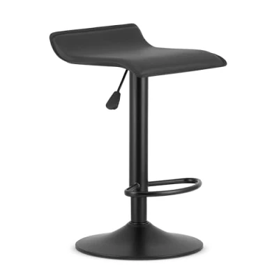 Afbeelding van FORT Barkruk Zwart Kunstleer, Mat Zwarte Basis, Modern Design, Hoogte Verstelbaar, 360 Draaibaar, Max. 120 kg