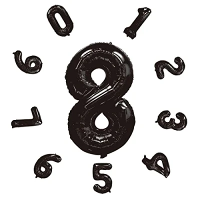 Afbeelding van Digitale Ballon 101 CM, Helium Nummer Verjaardagsballonnen, Gigantische Folieballon, Folieballon voor Verjaardagsfeest, Nieuwjaarsdecoratie, Verjaardagsdecoratie, Bedrijfsviering (Zwart #8)