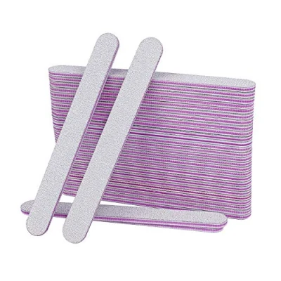 Afbeelding van AYITOO 50 stuks nagelvijlen 100/180 vijlen nagels, dubbelzijdige voor gelnagels, nagelvijl, professionele Poolse manicure, nagelkunst, materiaal schuurpapier, grijs/kern, paars, vorm, recht