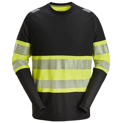 Afbeelding van Snickers 2430 High Vis Klasse 1 T shirt met Lange Mouwen Zwart/Geel, Visibility