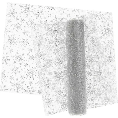 Afbeelding van Unique Living Decofabric Ice Star 28x300cm Silver