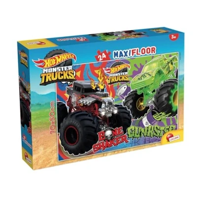 Afbeelding van LISCIANI HOT WHEELS Puzzel MaxiFloor 24 Stukjes Voor Kinderen vanaf 3 Jaar Grote van Monstertrucks met Raceauto&#039;s BoneShaker en Gunkster Stimuleert Denken Behendigheid