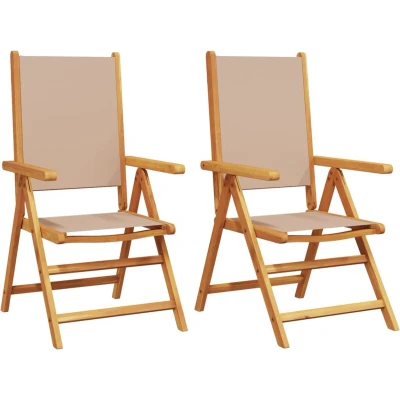 Afbeelding van Tuinstoelen 2 st massief acaciahout en stof taupe
