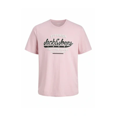Afbeelding van JACK&amp;JONES JJELOGO TEE SS O NECK 2 COL SS25 SN Heren T shirt Pink Nectar Melange