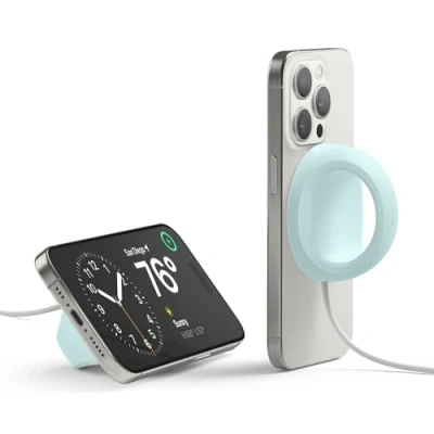 Afbeelding van elago Grip Stand Compatibel met MagSafe oplader Siliconen iPhone 15,14,13,12 [Oplaadkabel niet inbegrepen] (Mint)