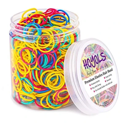 Afbeelding van HOYOLS Kleine elastiekjes voor haarelastiekjes, meerkleurig, regenboogkleuren, herbruikbaar, vlechten, kleurrijk, baby&#039;s, meisjes, peuters, kantoorbenodigdheden, 1000 stuks