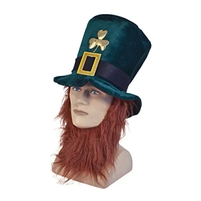 Afbeelding van Sint Patricks Day groene verkleed hoed met baard voor volwassenen carnaval hoeden