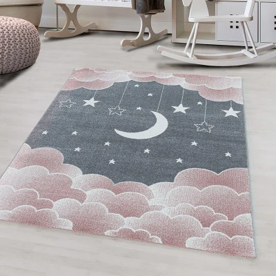 Afbeelding van Vloerkleed Kids Moon And Stars 160x230cm Roze 123vloerkleed.nl is de online webshop voor vloerkleden en woonaccessoires.