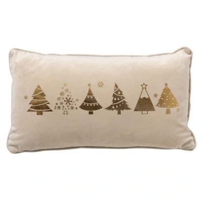 Afbeelding van TREES Sierkussen 30x50 Wit Kerst decoratie velvet